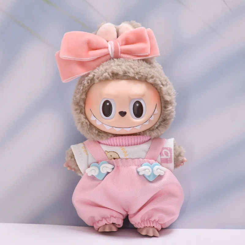 

17cm Labubu I II Idol Dolls Overalls Heart Cloud Bib Pants Mini Plush Doll'S Clothes DIY Accessories