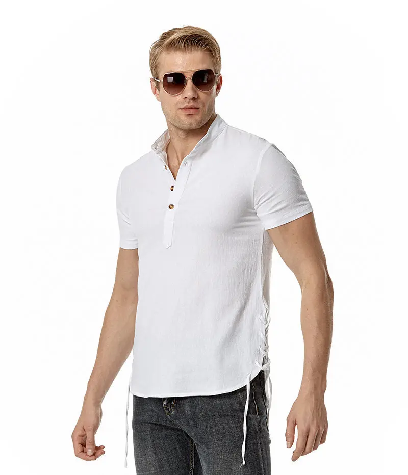 

New Men's Japanese Loose Short Sleeve Cotton and Linen Shirt