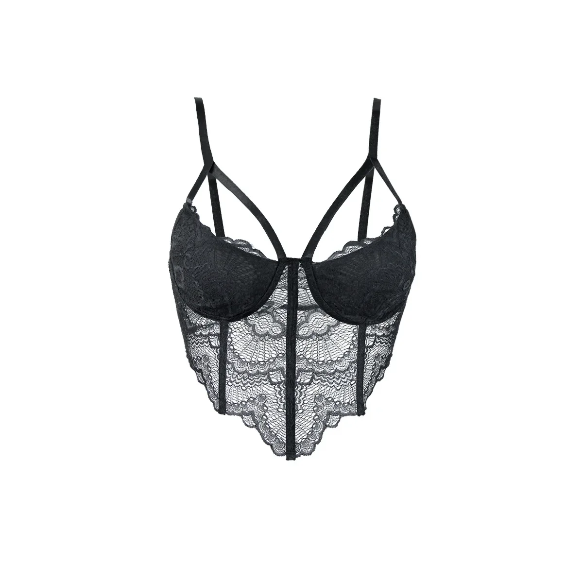 

Lace Camisole Women Backless Mesh Patchwork Black Crop Top Sexy Summer Tops Clubwear