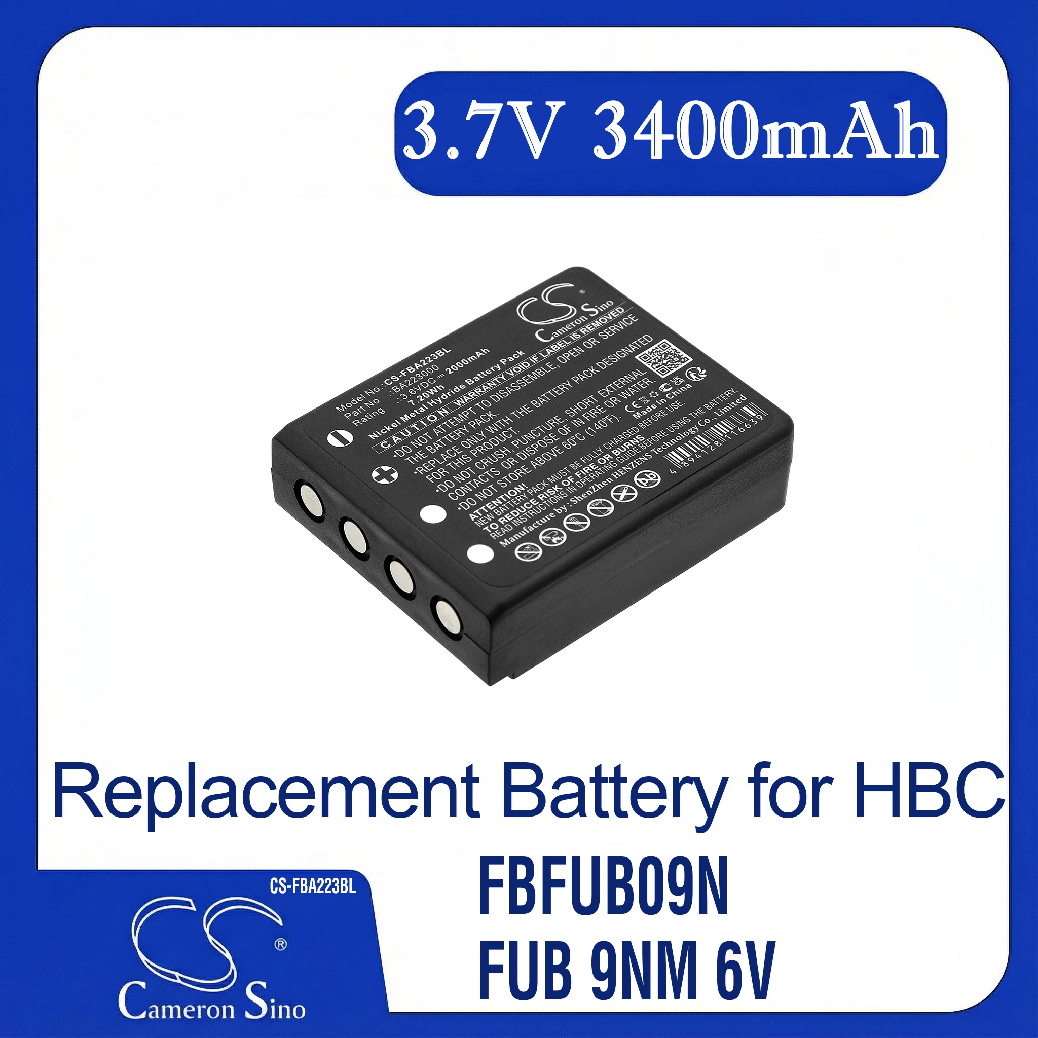 

Cameron Sino Replacement Battery for HBC FBFUB09N, FUB 9NM 6V, FUB9NM, Linus 4, Linus 6, Fits P/N BA209000
