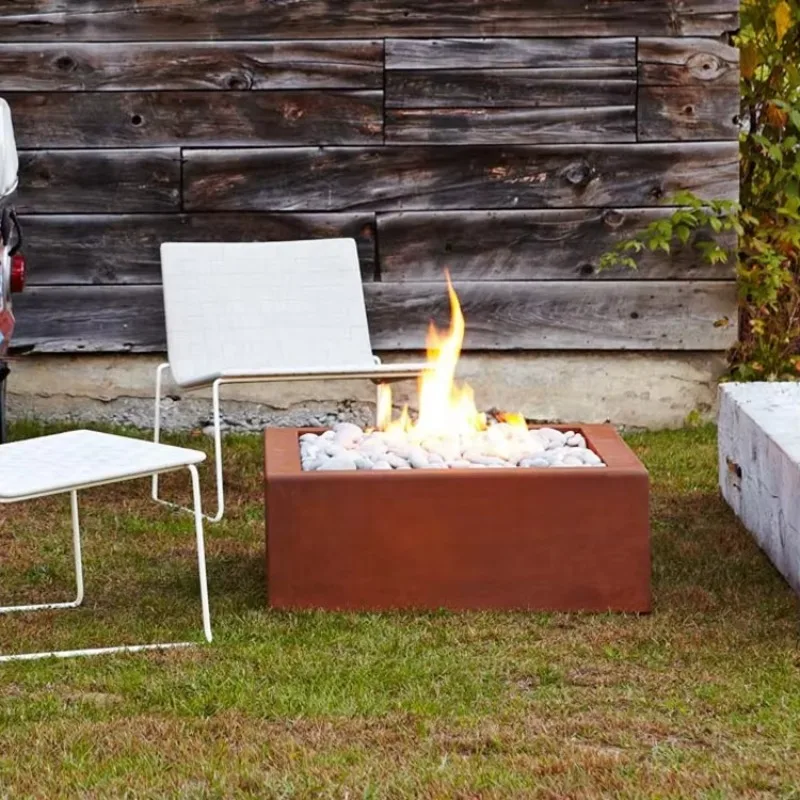 Corten Steel Propane Gas Fire Pit Table for Outdoor Garden Elegant Gas Fire Pit Table