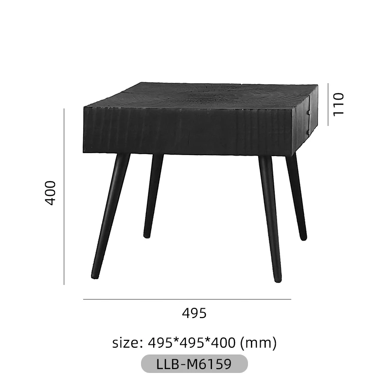 Factory Direct 2026 Top RatedWabi Sabi Furniture Carbonized Wood Edge Bed and Breakfast Home Decoration Square Solid Wood Small