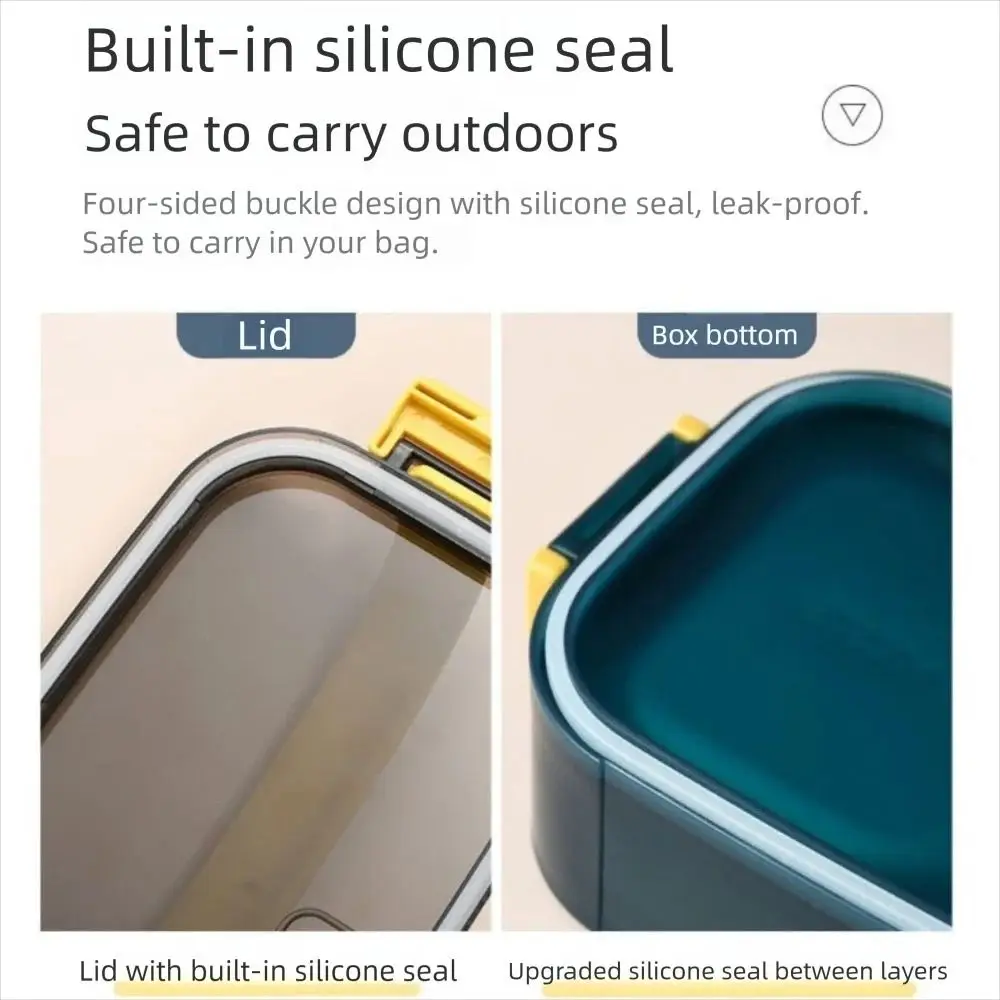 

Stainless Steel Portable Insulated Lunch Box 2 Layer Sealed Design Food Storage Container Large Capacity Detachable