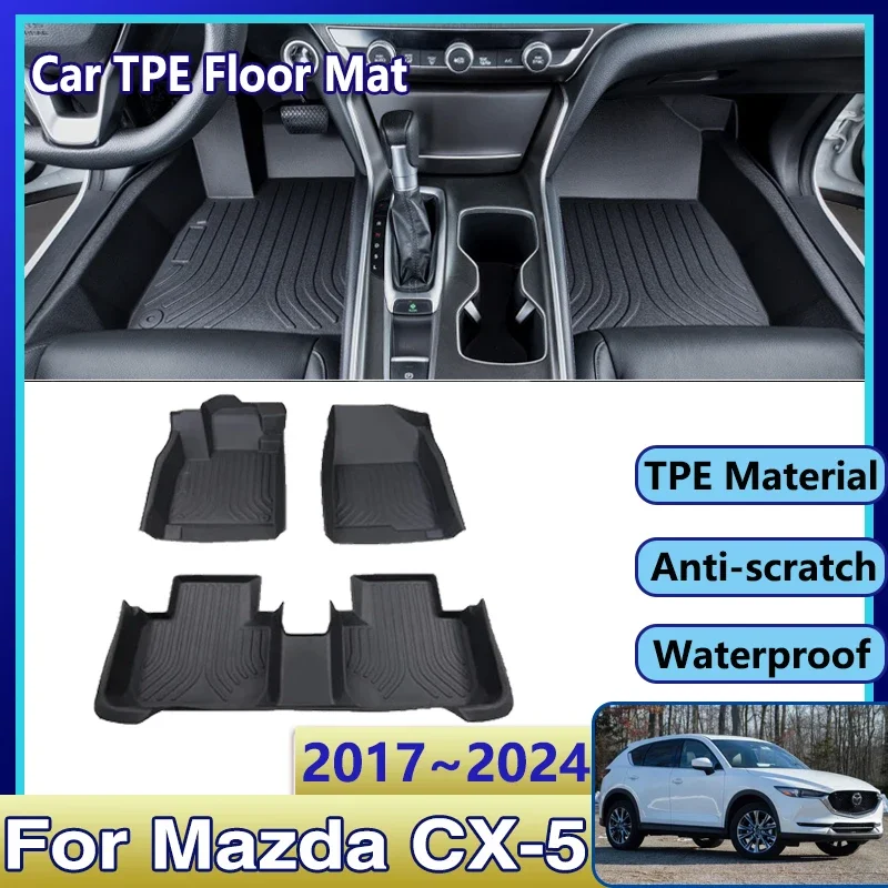 RHD For Mazda CX-5 KF 2017~2024 Car TPE Floor Mats Dirt-resistant Waterproof Mud Carpet Foot Pads Full Set Tappetos Accessories