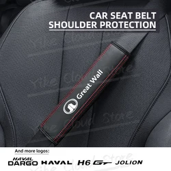 1pcs For Great Wall Haval Dargo H6 GT Jolion LOGO GWM Poer Wingle Voleex Car Safety Belt Shoulder Leather Cover Pads Accessories