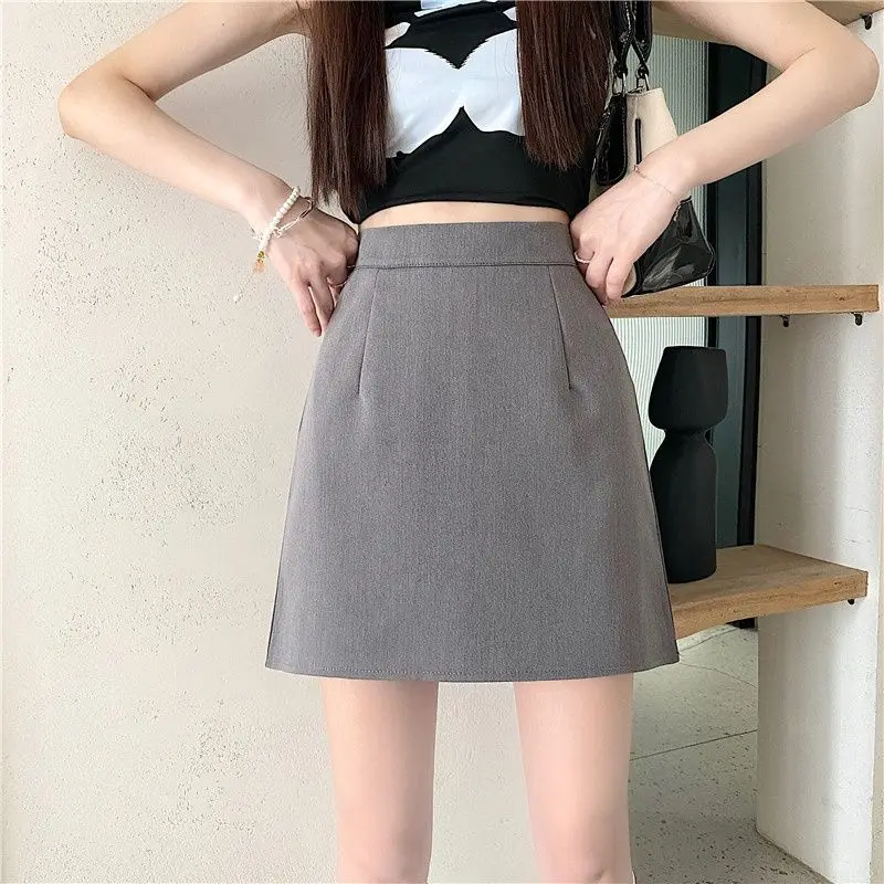 2026 Summer Versatile High Waist OL Professional Wrap Hip Skirt for Women Korean Slim Fit and Slimming Elegant Grey Short Skirts