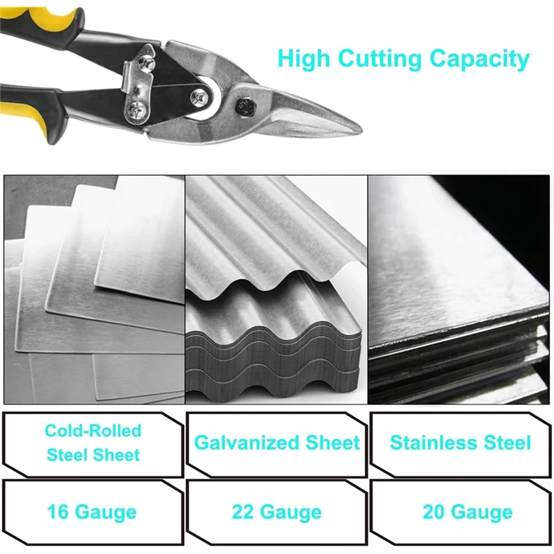 

A25F-Heavy Duty 10" Aviation Tin Snips, Chrome Vanadium Steel Metal Cutter Shears For Sheet Metal For Cutting, Straight CR-V Cut