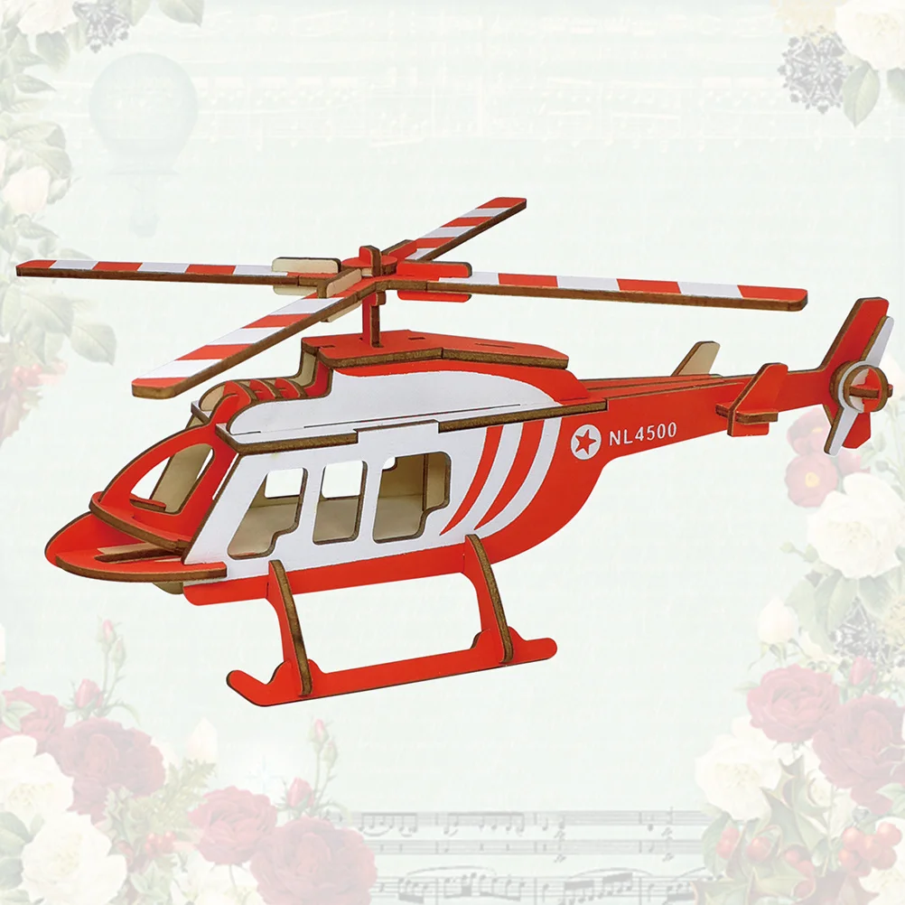 

3D Wood Puzzle for Children Helicopter Design Educational Building Set Promotes Cognitive Development Fine Motor Skills Smooth