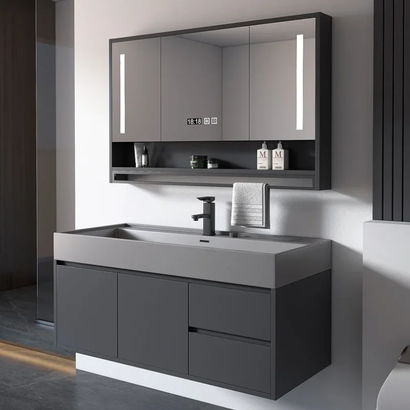 

Solid Wood Nano Rock Bathroom Cabinet Washbasin Cabinet Combination Washbasin Bathroom Sink Integrated Basin Sink Furniture