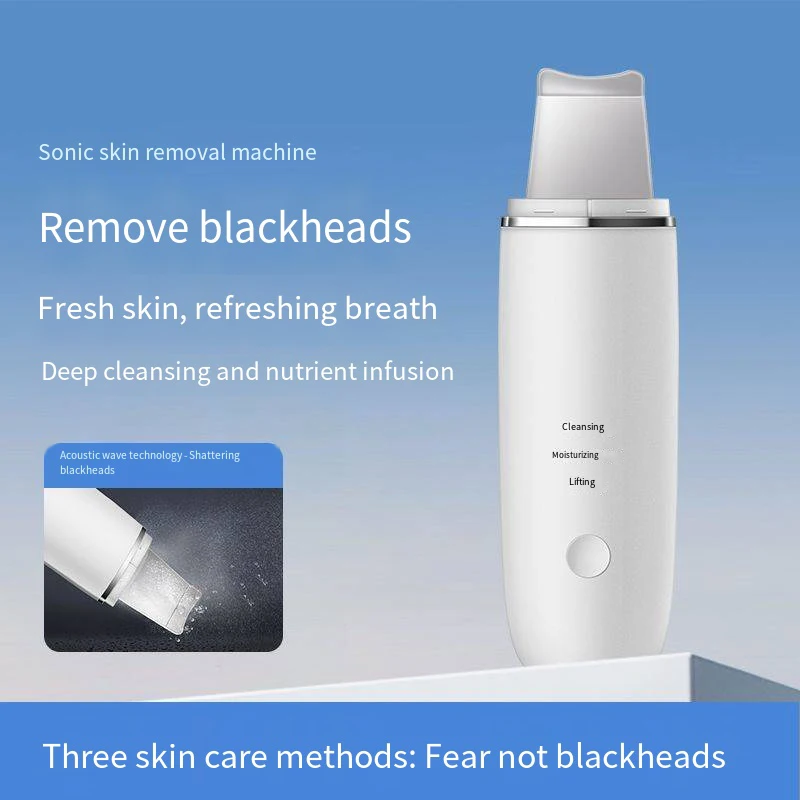 

Skin scraper with ultrasonic and electric function to remove blackheads, acne and dead skin. Facial pore beautifying cleaner