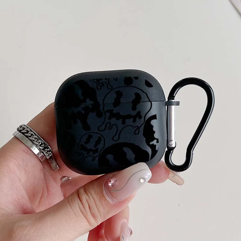 Funda Bluetooth inalámbrica con cara de fantasma divertida para AirPods 1/2 3 4 AirPod Pro y Pro2, funda protectora de TPU para auriculares con gancho
