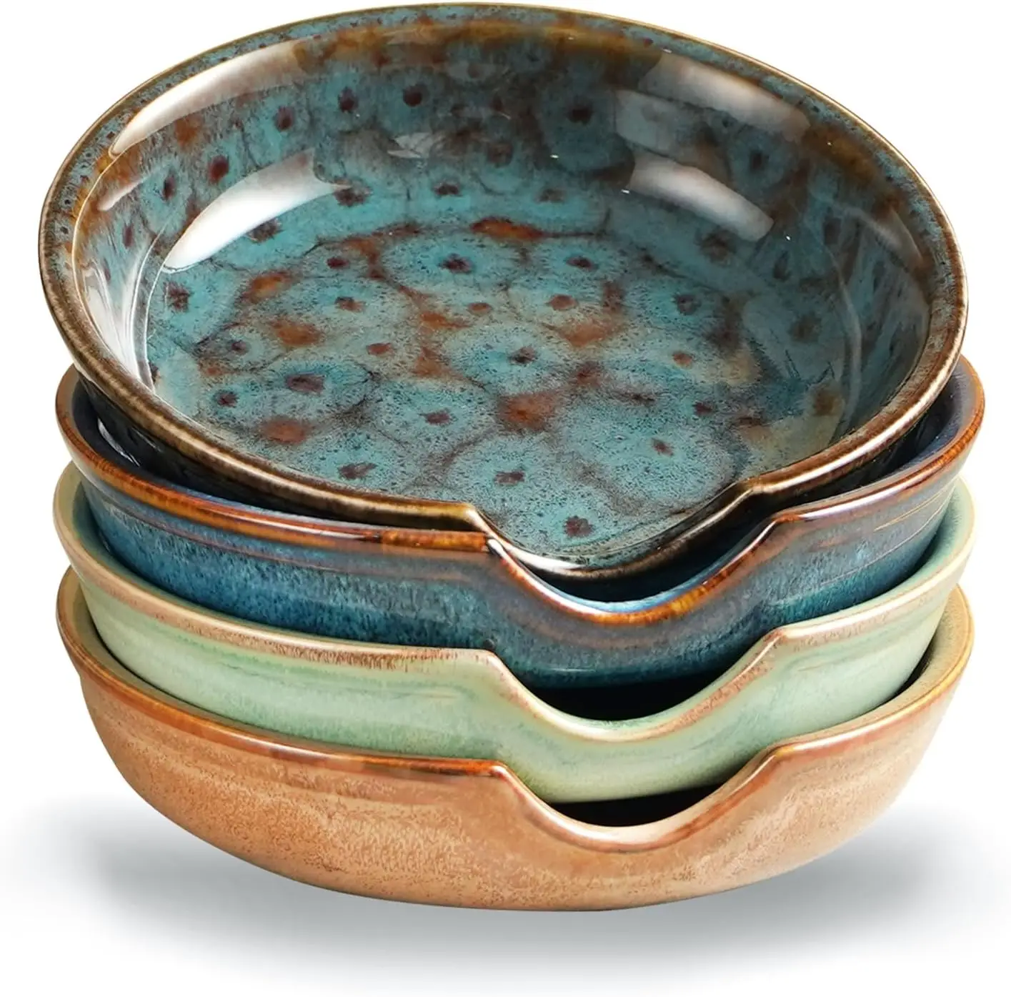 

Набор из 4 керамических подставок для ложек — держатели для посуды в фермерском стиле для плиты и кухонной стойки | Термостойкая ложка