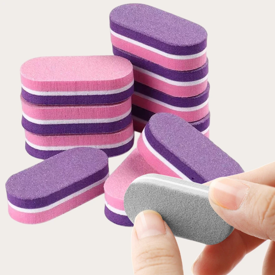 10/20 Stück Mini-Nagelpuffer-Schwammfeilen, zweifarbige Polier- und Schleiffeile, Pediküre-Maniküre-Werkzeug, Acrylgel-Salonbedarf – Detail 1