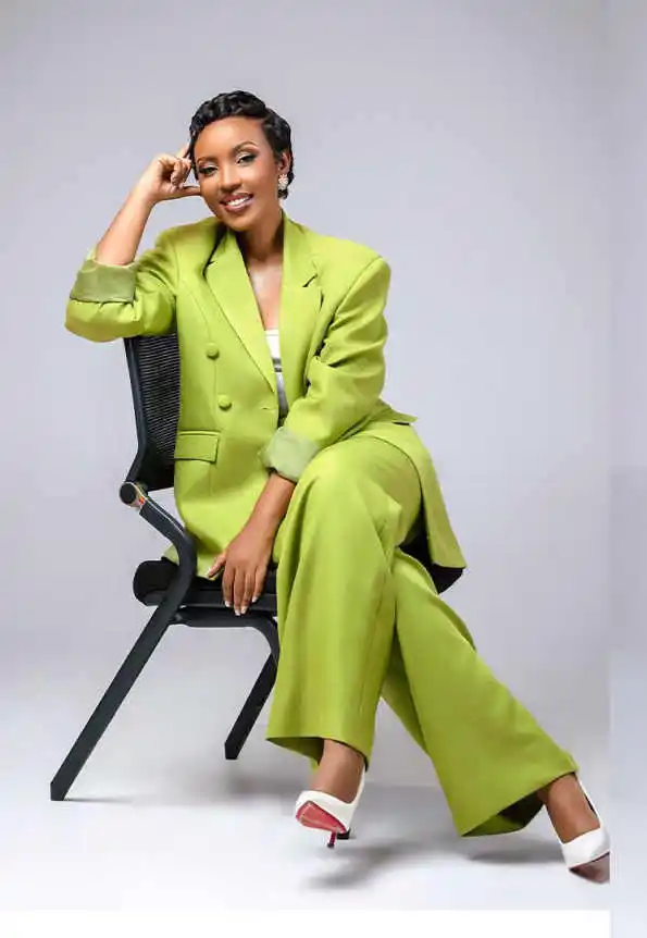 Elegant Loose Women Suits Double Breasted Pocket Customized Blazers 2 Pieces Set (Jacket+Pants) Fashion Streetwear Daily Coat