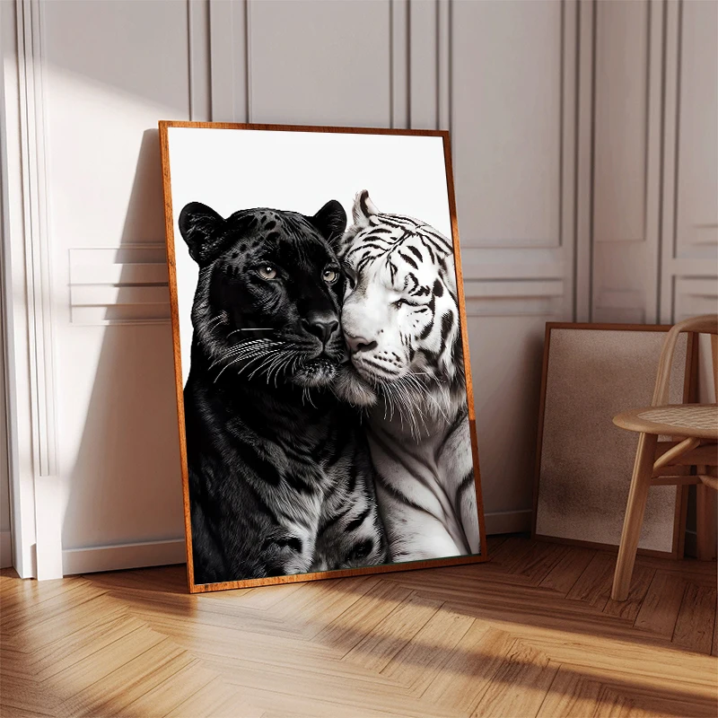 Black Panther White Tiger Leopard Art Canvas Painting Poster Print Vintage Wall Modern Home Living Room Bedroom Kitchen Decor