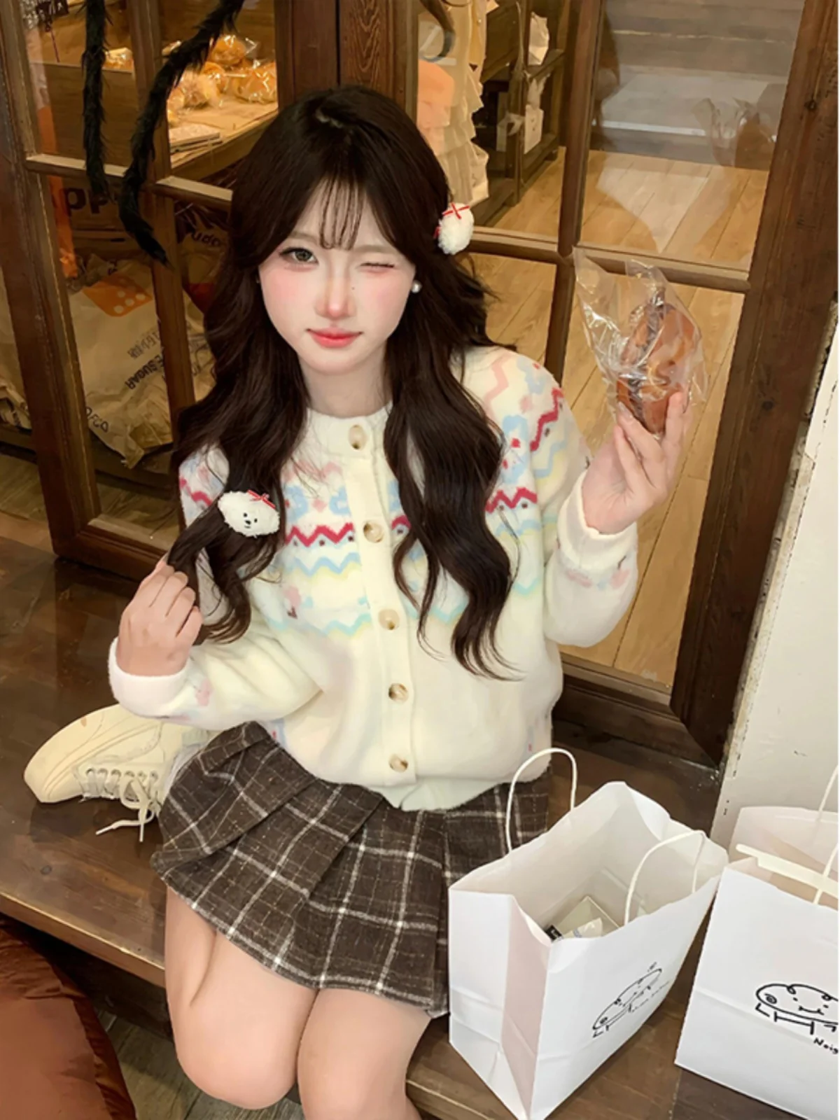 

Sweaters Jumpers Cardigans Womens Evening Twisted Yarn Heart Button Loose Cut Valentine Gift Sweet Romantic Cute Fashion Trendy