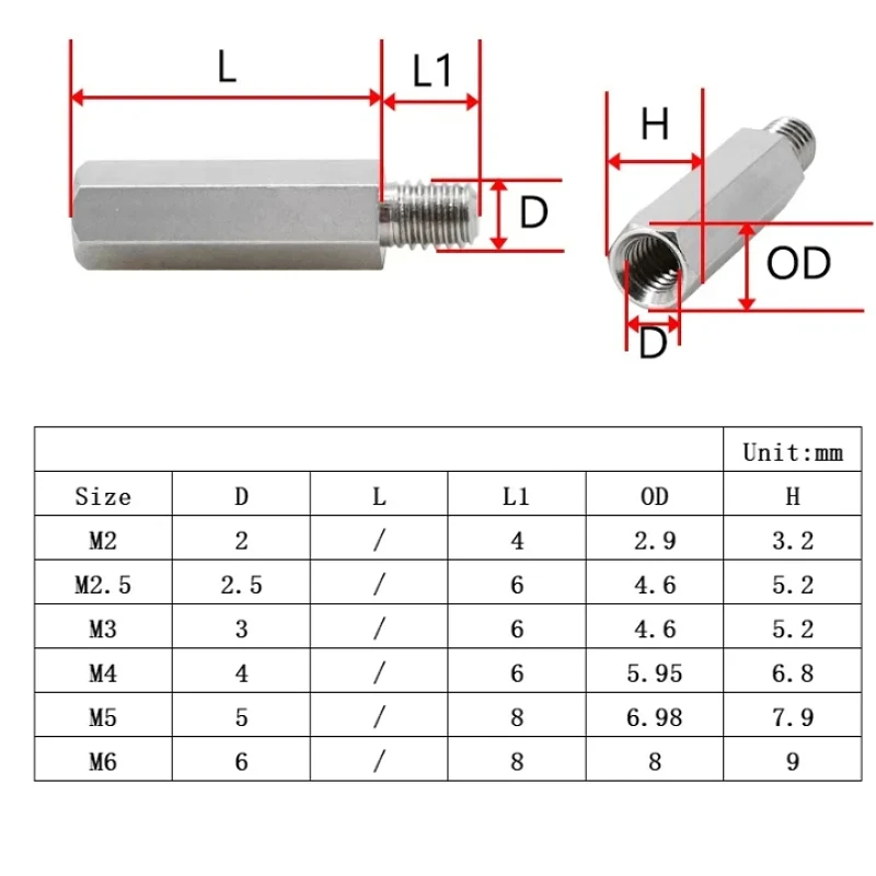 304 Stainless Steel Standoff PCB Support Male Female Hex Board Spacing Bolts M5 M6 M8 M10 Column Pillars Spacers Screws