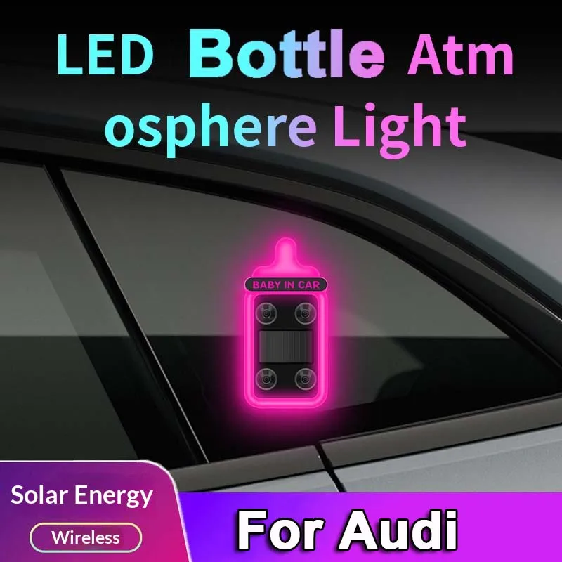 Car solar Bottle atmosph LED atmosphere light Universal Solar Car Window Decoration Neon Light For Audi sline TT Q2 Q3 Q5 Q7 Q8