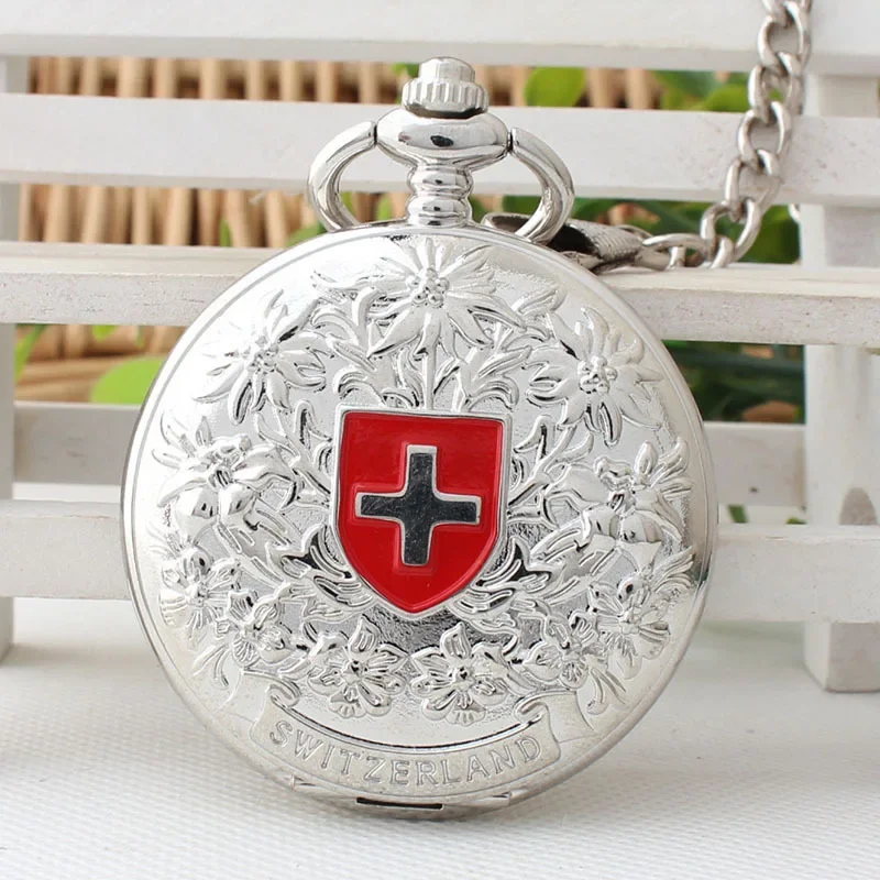 ساعة الجيب الميكانيكية العتيقة البرونزية ساعة الجيب السويسرية الرجعية الصليب الأحمر الكلاسيكية ساعات الجيب للرجال هدية عيد ميلاد #1