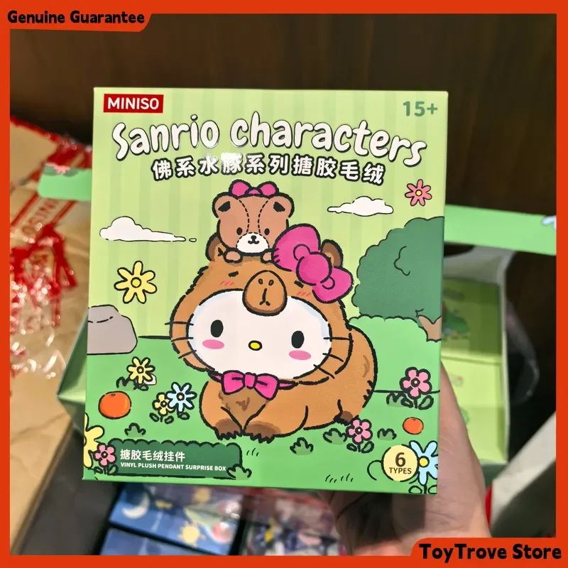 Персонажи Sanrio, буддийская капибара, серия слепая коробка, виниловое лицо, плюшевая аниме-фигурка Kt Cinnamoroll Melody Kuromi Pom Pom Purin