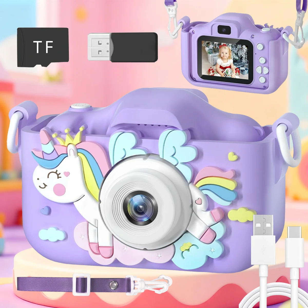 Kids Digital Camera - 1080P HD, 32GB Memory Card, Selfie Function, Shockproof Design, Best Gift for Children,