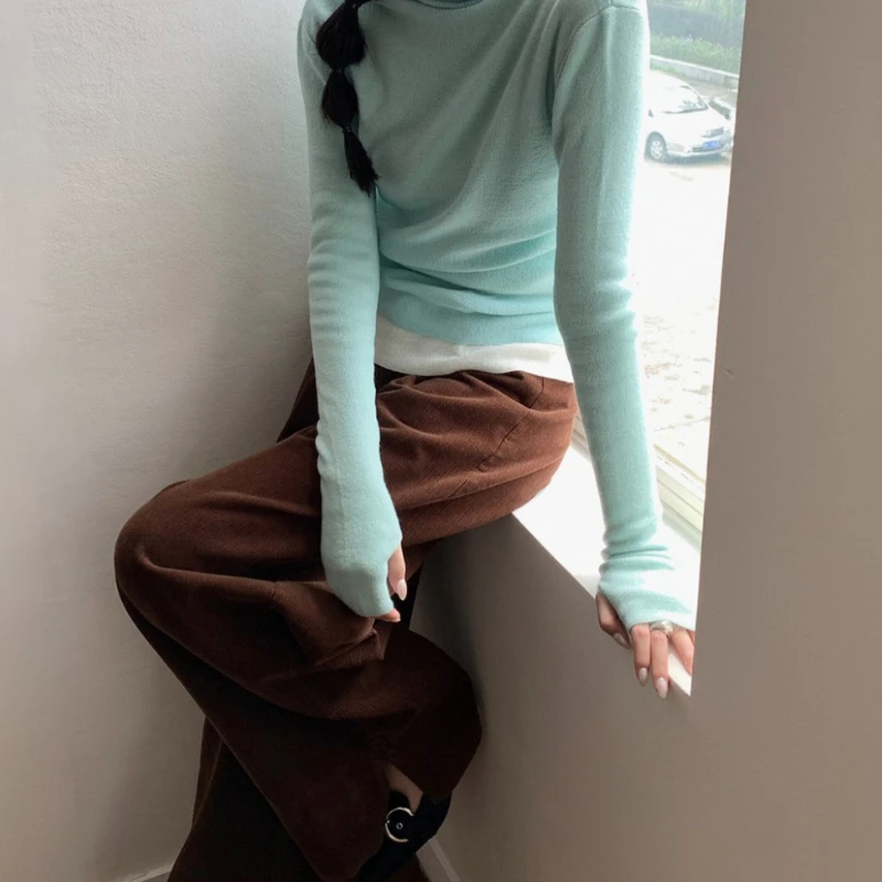 

Solid Color Turtleneck Knitted Base Layer Women's Inner Layer Autumn/winter 2025 New Slim Long-sleeved Top