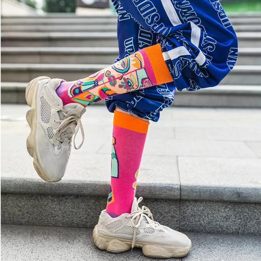 Unikalna konstrukcja Osobowość Środkowa rurka Skarpetki Moda damska Kontrastowy kolor Oddychająca bawełniana skarpeta Harajuku Casual Sock — zdjęcie 4