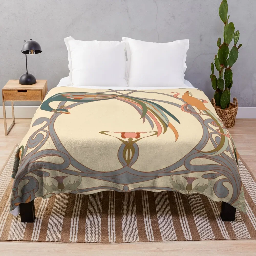 

art nouveau Throw Blanket Dorm Room Essentials Nap anime Luxury Brand Blankets