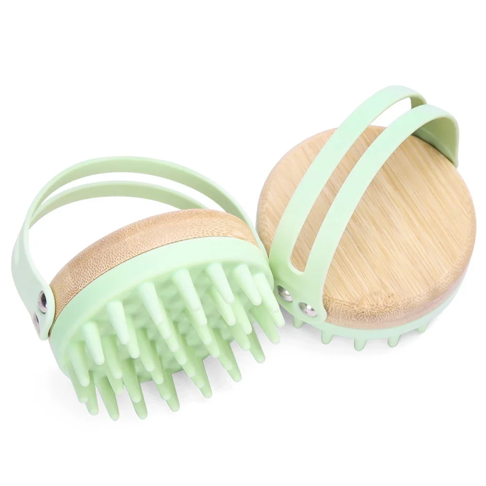 

New 2 IN 1 Scalp Massager Soft Silicone Wooden Shampoo Brush Hair Scrub Brush Comb Hair Cleaning Anti-stress Head Body Massager