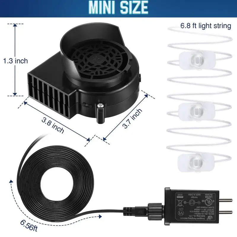 Mini 12V 1.2A Fan Blower Motor With 3 LED Light For Garden Yard Inflatable Decor Replacement For Various Inflatables Decor