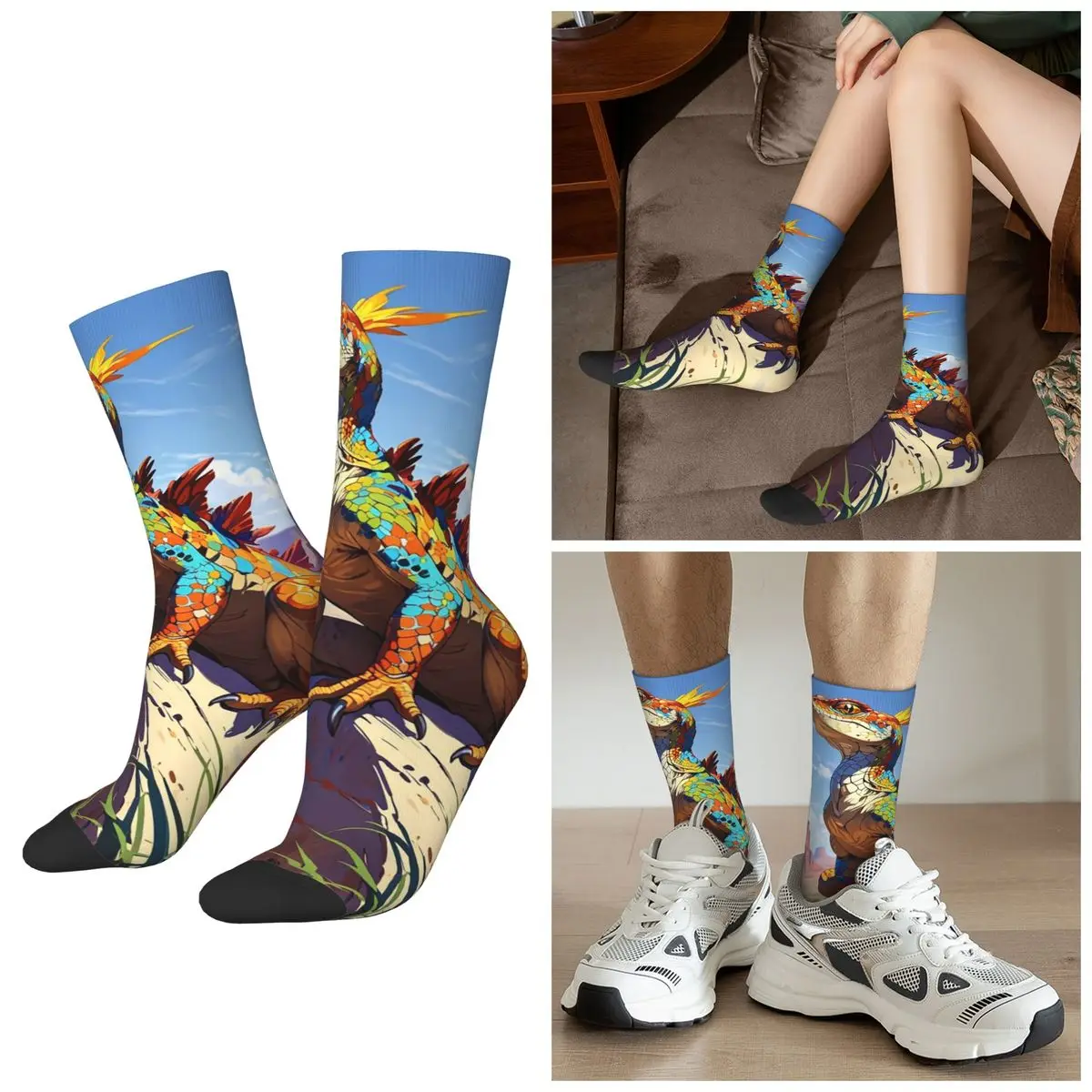 

All Seasons Colorful Salamander Socks Harajuku Sport Middle Tube Socks Fashion Stockings for Men Women Christmas Gifts