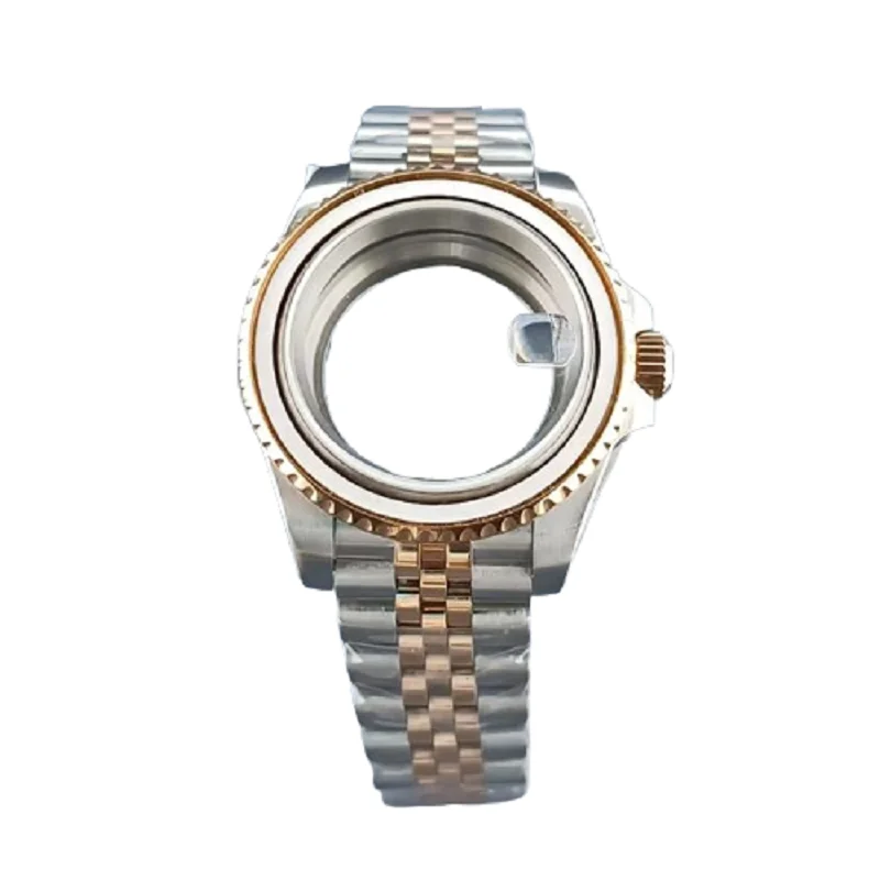 40mm Silver Rose Watch Case 120 Click Fit NH3 Series 34 35 36 Movemnet Stainless Steel Sapphire Glass Jubilee Band Waterproof