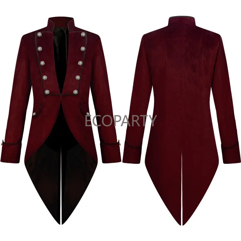 Uomo medievale vittoriano Costume Tuxedo Gentleman Tailcoat Gothic Steampunk Trench Vintage Frock Outfit Coat for Men 30