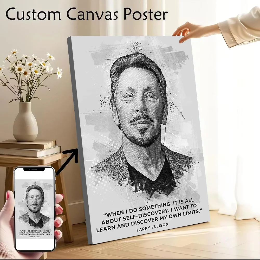 Larry Ellison Printed Canvas Wall Art Customizable Paintings Poster Perfect Gift for Decor Living Room Decorations Wand Deko