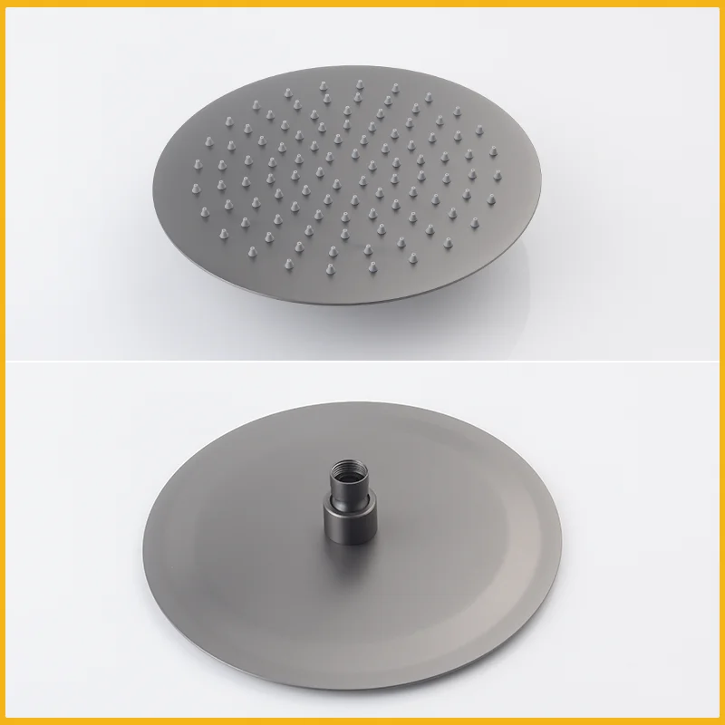 Imagem -03 - Round Stainless Steel Slim Shower Head Pressurizado Rain Shower Head Wall Mounted Braço de Chuveiro Acessórios do Banheiro em 10 em 12 em