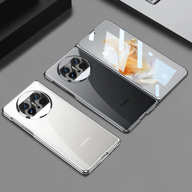 Luxury Plating Transparent Case For Huawei Mate X3 Outer Glass Film Protective Plastic Silm Hard Cover For Huawei Mate X3 Case