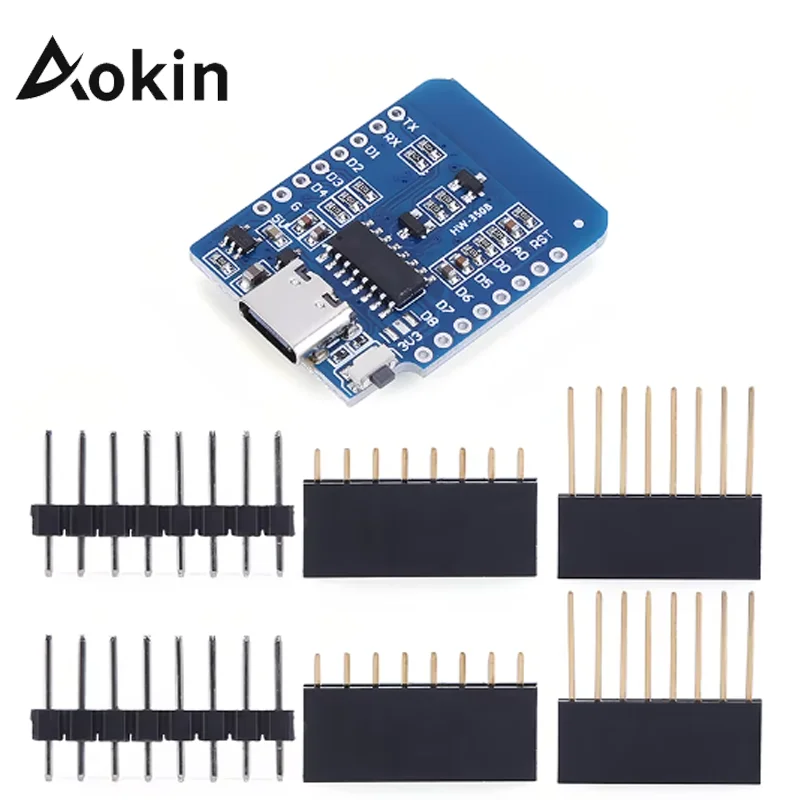 Aokin D1 Mini TYPE-C USB ESP8266 ESP-12F CH340G V2 WIFI Development Board D1 Mini NodeMCU Lua IOT Board 3.3V With Pins