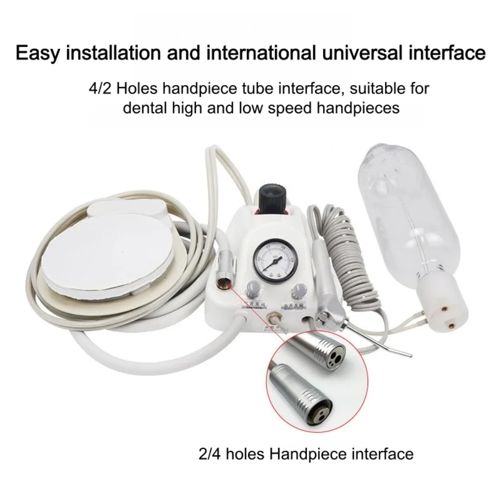 Dental Air Turbine Unit Work with Air Compressor Tri-purpose gun 2/4 Holes Teeth Whitening Dentistry Equipment Plastic Shell