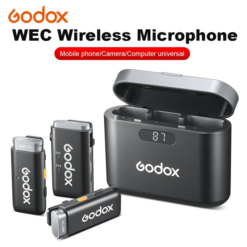 Godox WEC Condenser Microphone 2.4GHz Wireless Microphone System for Phone Pc Professional Live Streaming Interviews Outdoor