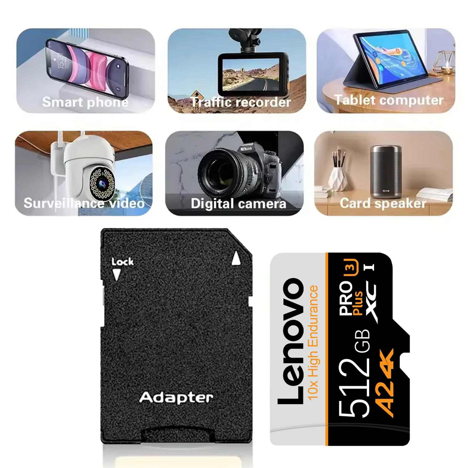 Lenovo SD Card Memory Card 1TB High Speed Flash Cards 4K Full HD Video Micro SD Card 128GB 256GB 512GB For Xiaomi Camera PC
