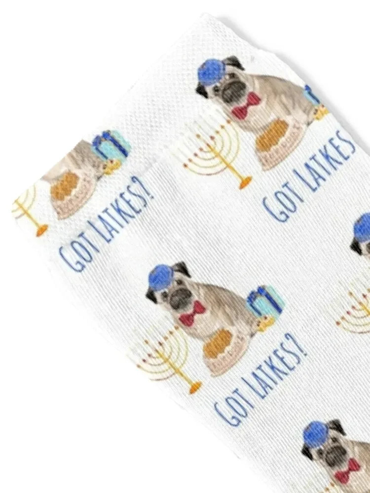 Got Latkes? Cute Hanukkah Pug Celebrates Hanukkah Socks Argentina kawaii happy moving stockings Socks For Man Women's