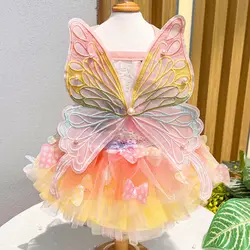 Pet Princess Clothes Kitten Thin Skirt Dog Cat Rainbow Butterfly Puffy Dress Dogs Skirt Summer Dresses Pets Supplies New