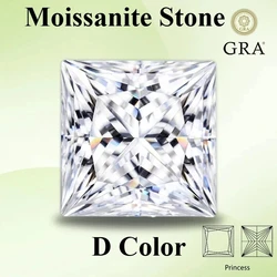 Moissanite Loose Stone D Color VVS1 Princess Cut  Certified Lab Grown Diamond for DIY Ring Necklace Earrings Main Materials