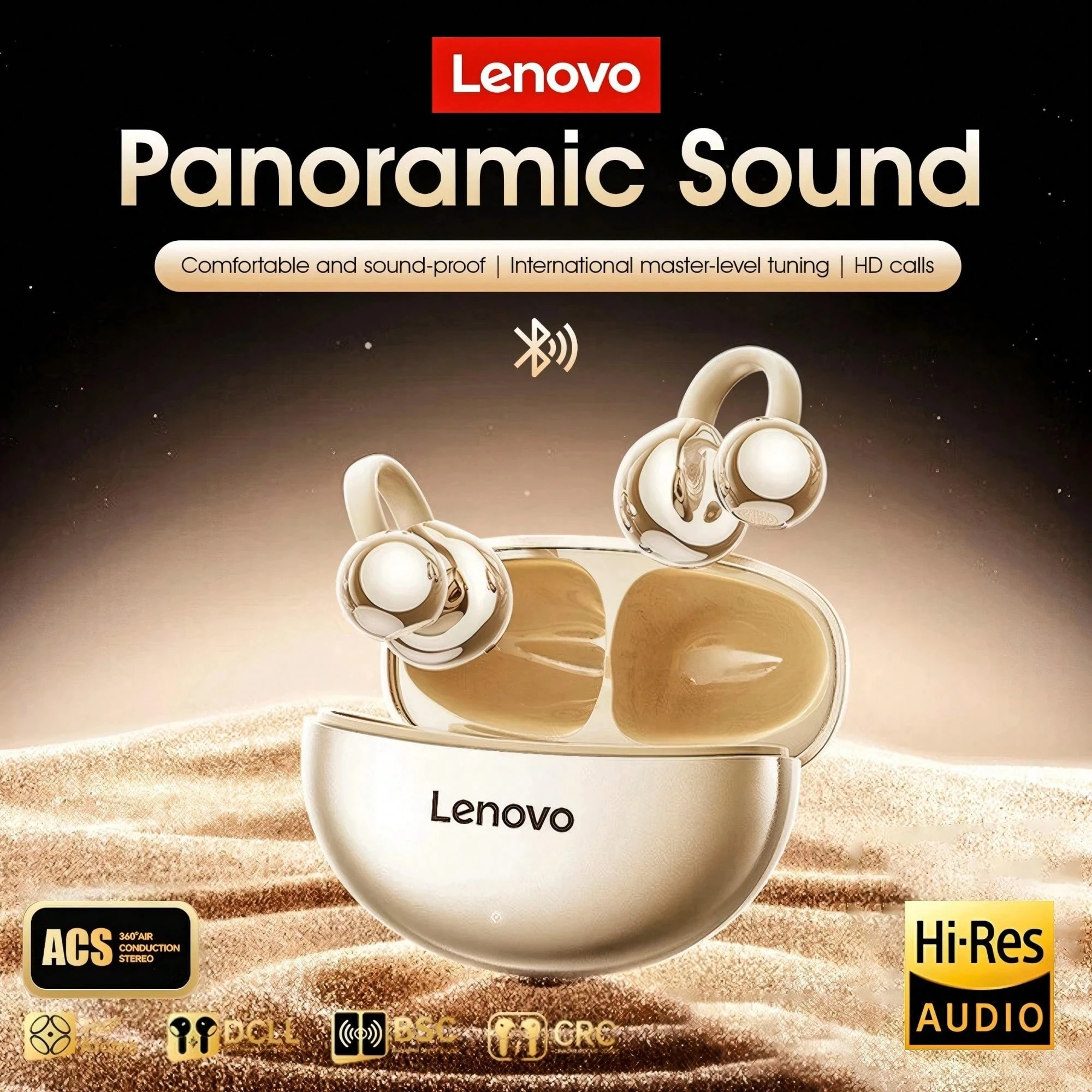 

Lenovo Bluetooth Headphones - Ultra-Lightweight Stable Fit, 2.4GHz Sports & Fitness Yoga Bluetooth 5.4 Hi-Fi Spatial Sound