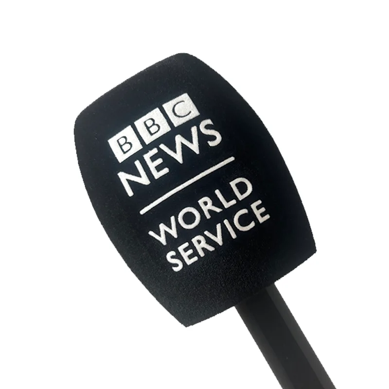 يتدفقون ميكروفون الإسفنج الطباعة يغطي هيئة التصنيع العسكري الزجاج الأمامي شعار مخصص رغوة الزجاج الأمامي لمحطات التلفزيون مقابلة المراسلين