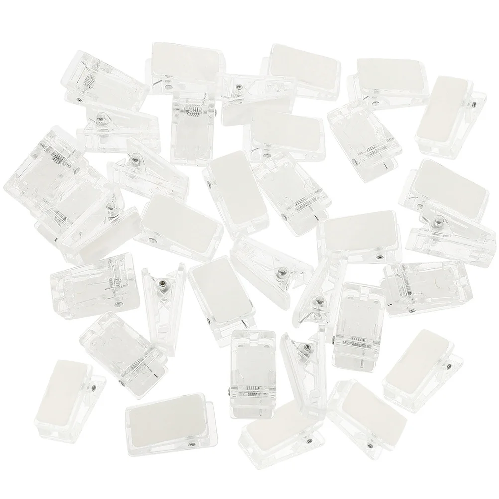 35 Pcs Acrylic Self-Adhesive Clip Work Cute Paper Clips Plastic Badge for Id Card