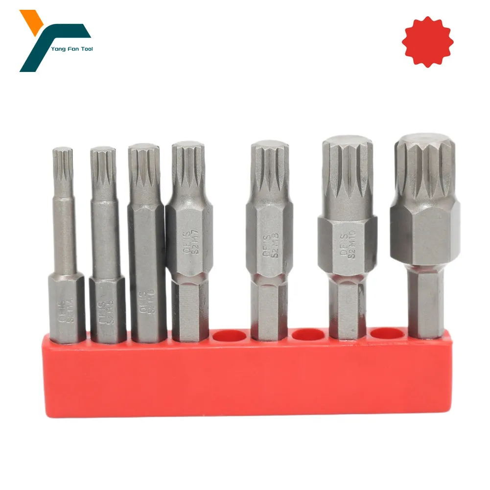 

7Pcs Spline 12 Point Torx Screwdriver Bit 1/4'' Hex Shank Wind Drill Head 50mm Screw Wrench Magnetic M4 M5 M6 M7 M8 M10 M12