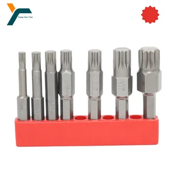 7 adet Spline 12 Nokta Torx Tornavida Bit 1/4 ''Hex Shank Rüzgar Matkap Kafası 50mm Vida Anahtarı Manyetik M4 M5 M6 M7 M8 M10 M12