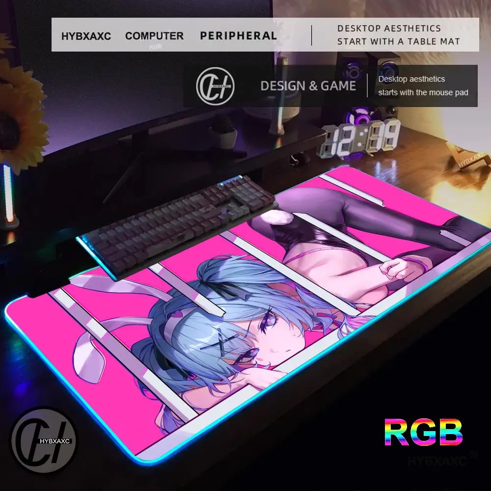 

Rabbit Hole LED Large Gamer Mousepads RGB Gaming Mousepad Esports Computer Anime Keyboard Pad Luminous Desk Mat Boyfriend Gift