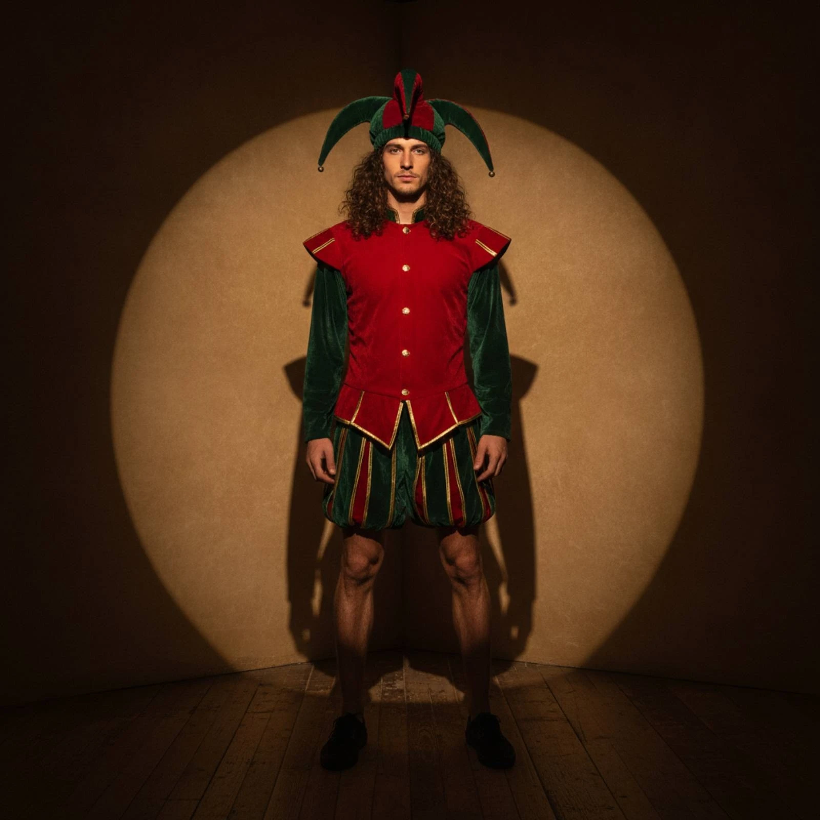 Jester Costume with Hood Long-Sleeve Jester Costume Apparel Colorful Exaggerated for Cosplayers, Cosplay, Stage Performances